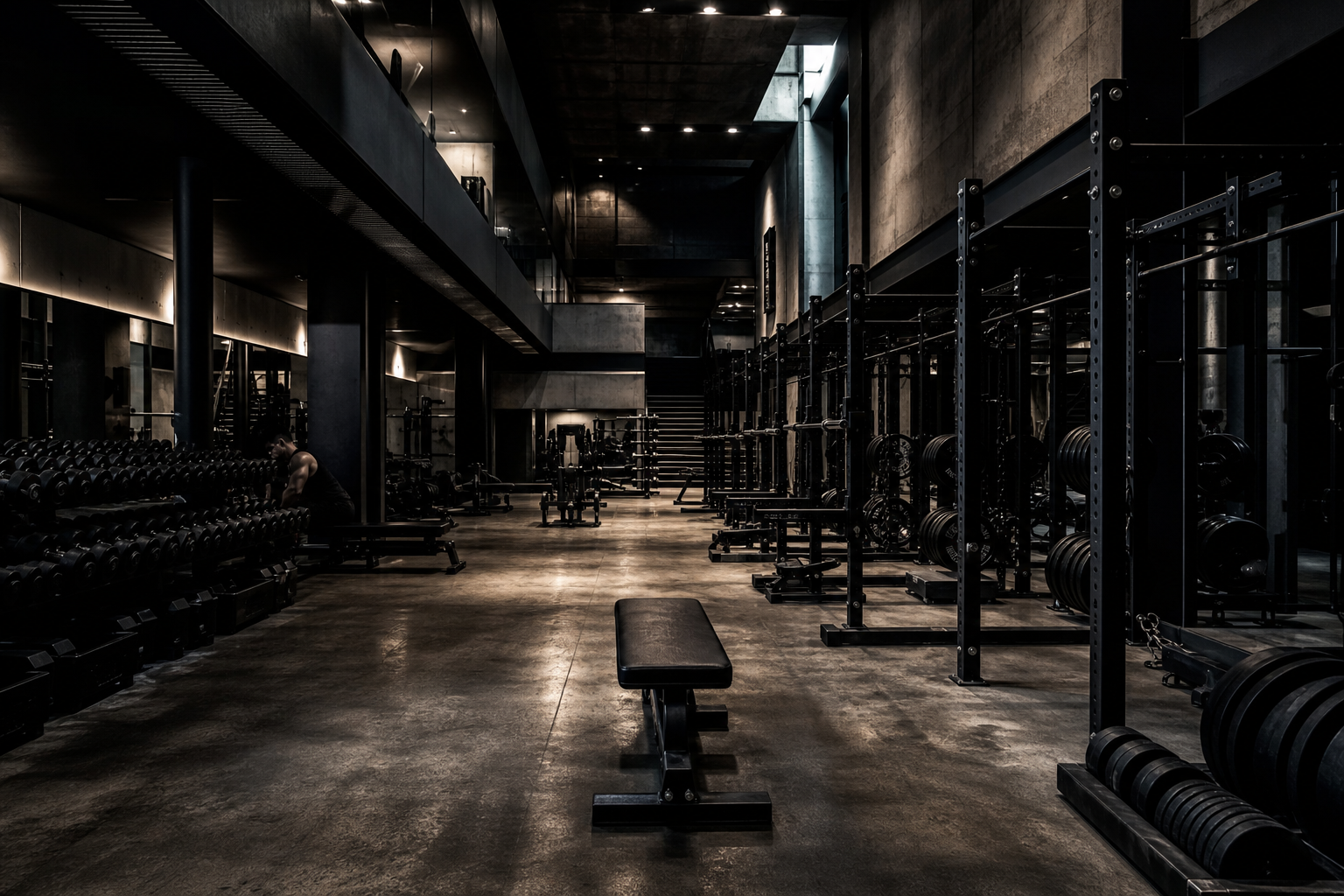 TLV Fit Lab gym interior with squat racks and barbells